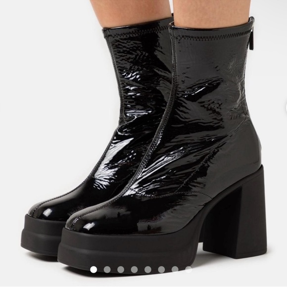 Shoes - Free People Double Stack Black Patent Platform Boot